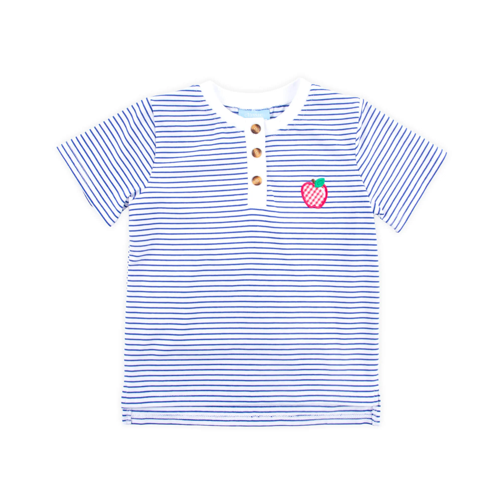 Good Apple Blue Stripe Short Sleeve Henley Shirt - Image 2