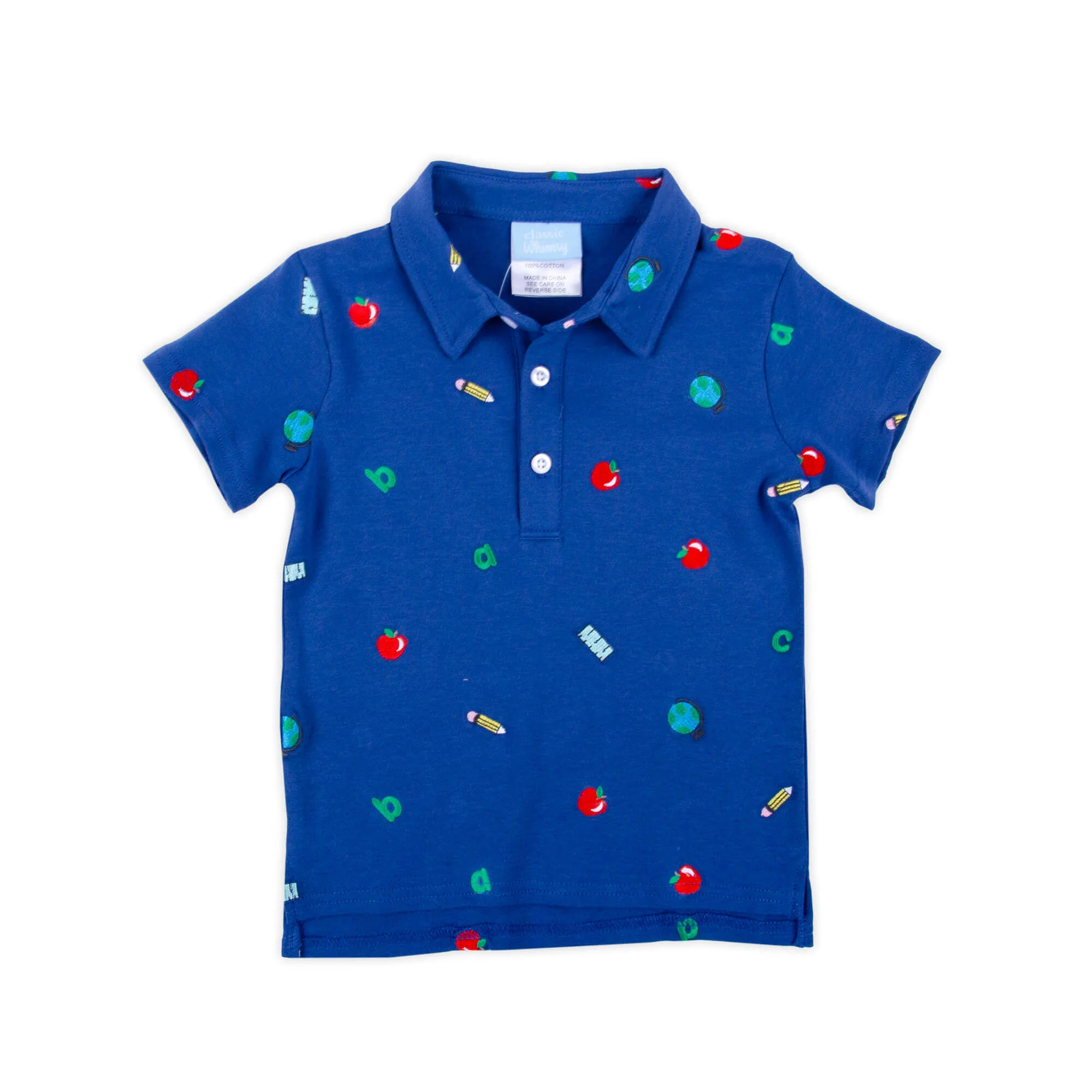 School Rules Embroidered Blue Polo Shirt