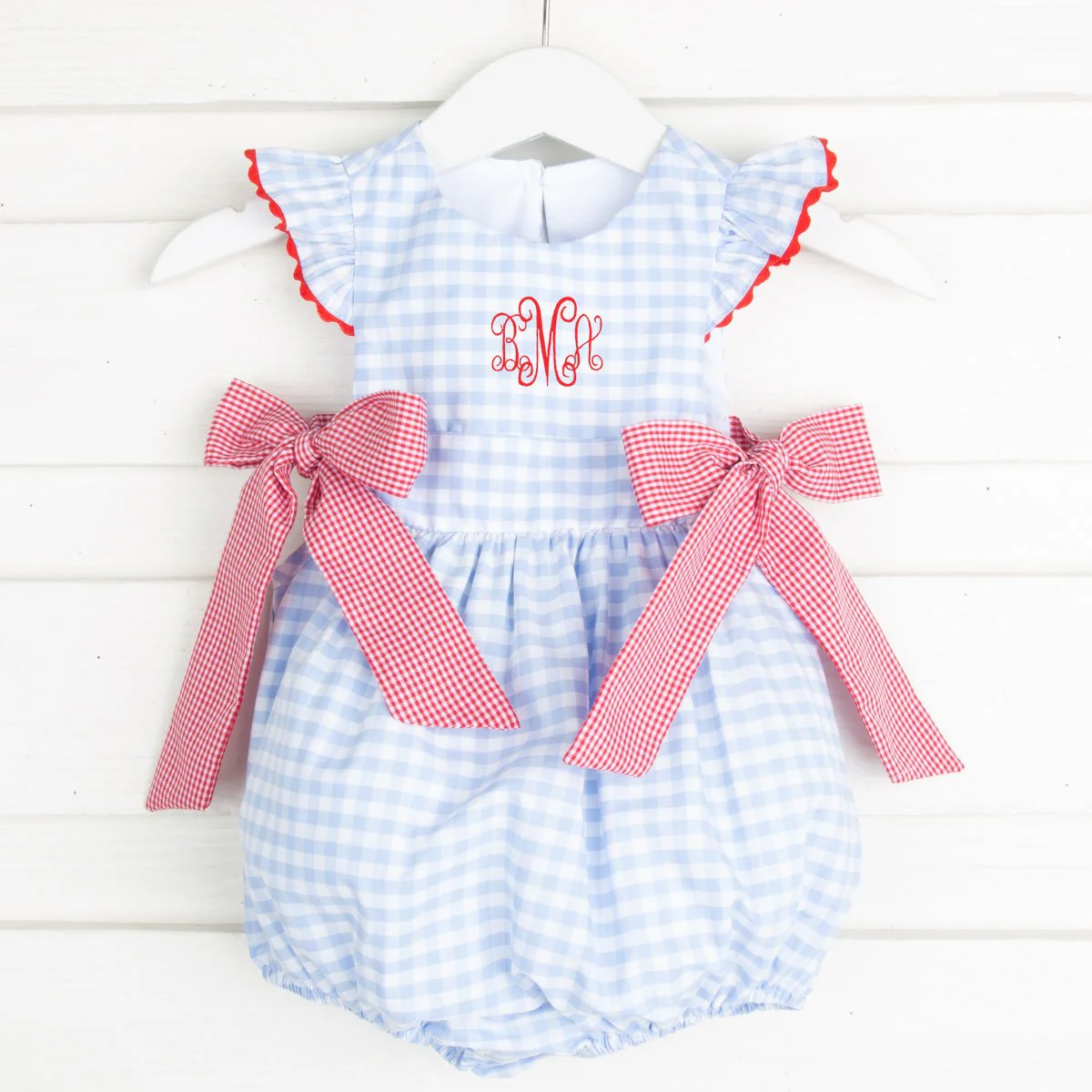 Side Tie Bubble Light Blue Gingham