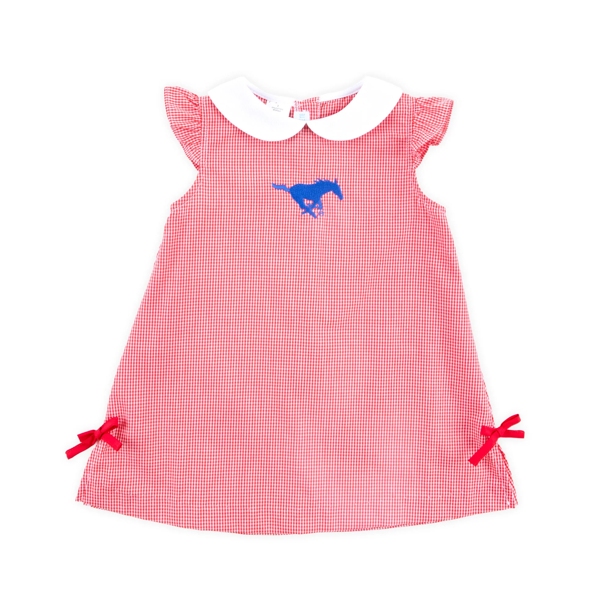 SMU Embroidered Red Gingham Dress - Image 2