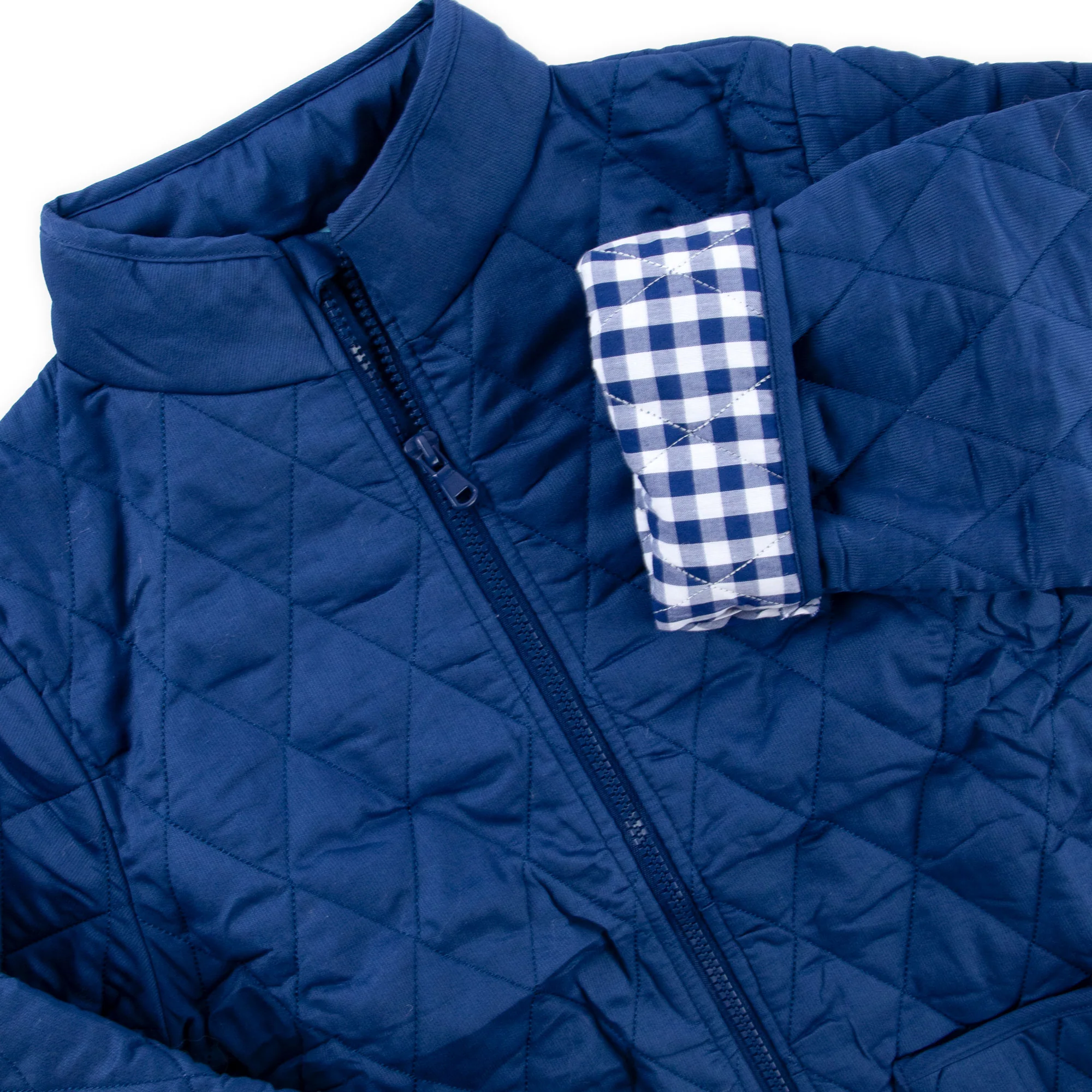 Navy Quilted Coat - Image 3