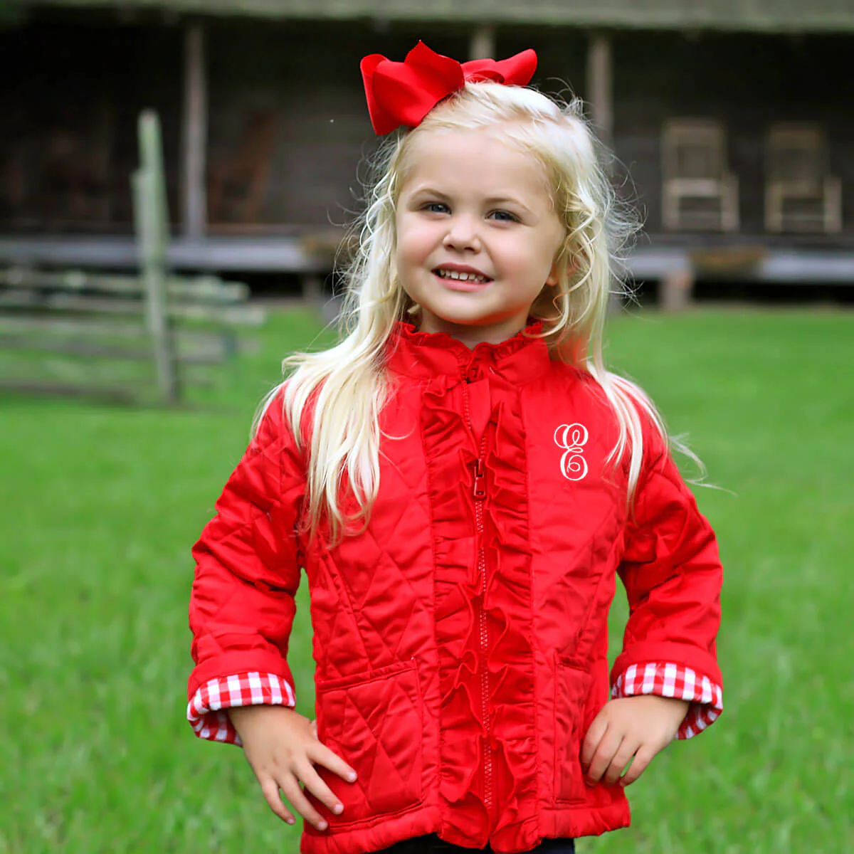 Red Quilted Ruffle Coat - Image 4