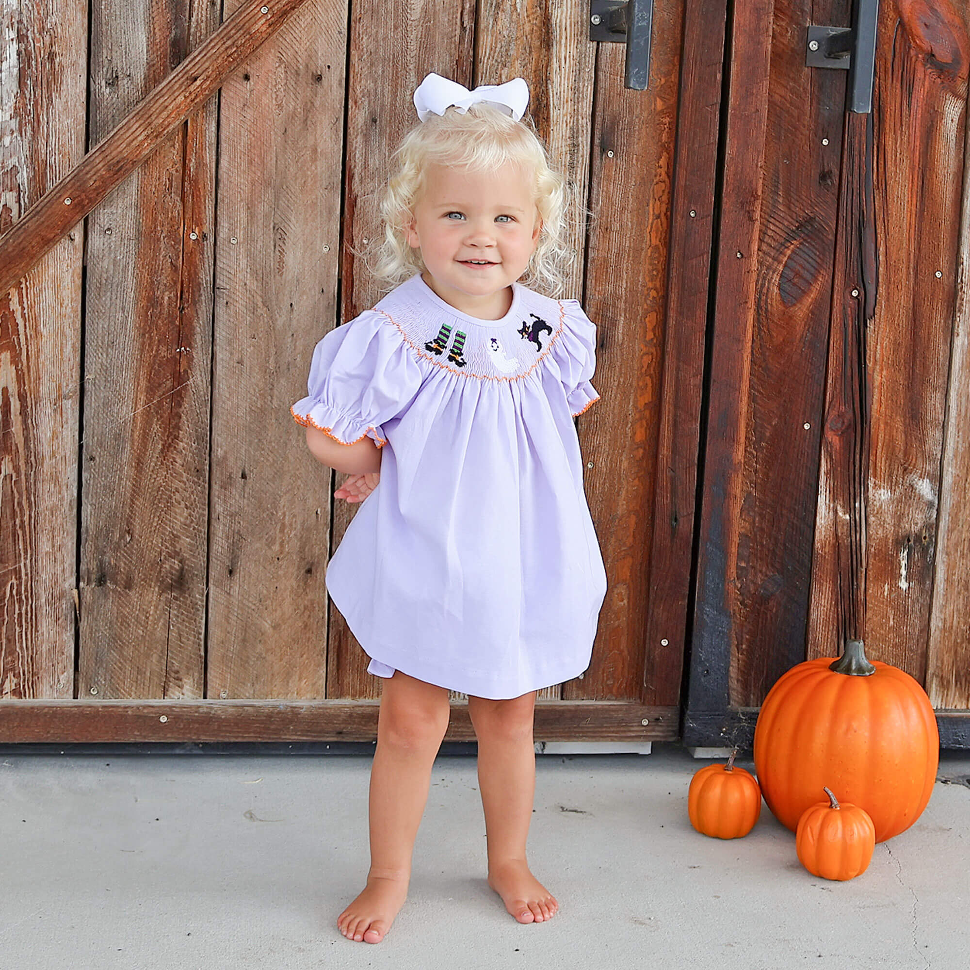 Wicked Smocked Lavender Gingham Bishop Bloomer Set