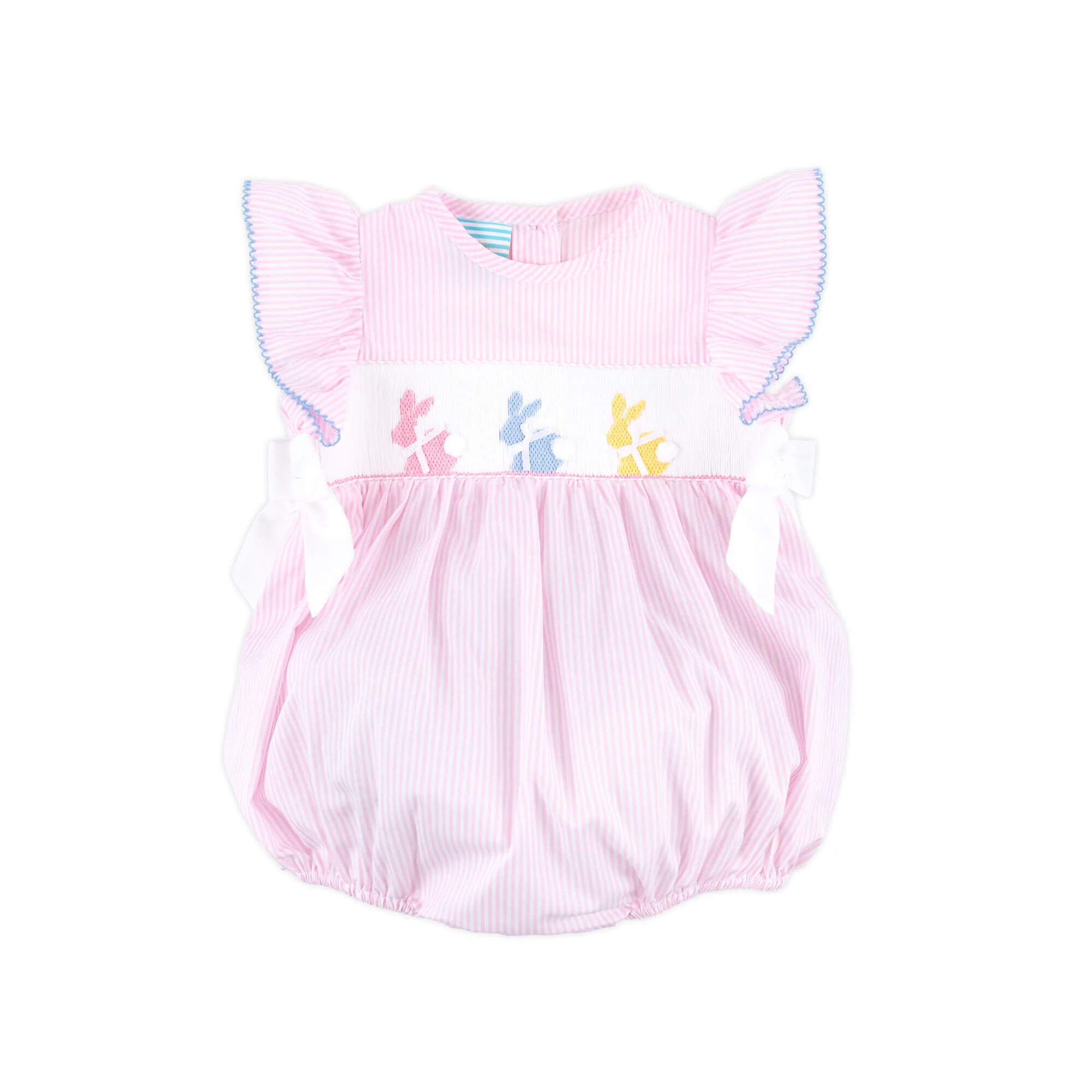 Spring Bunnies Pink Smocked Beverly Bubble