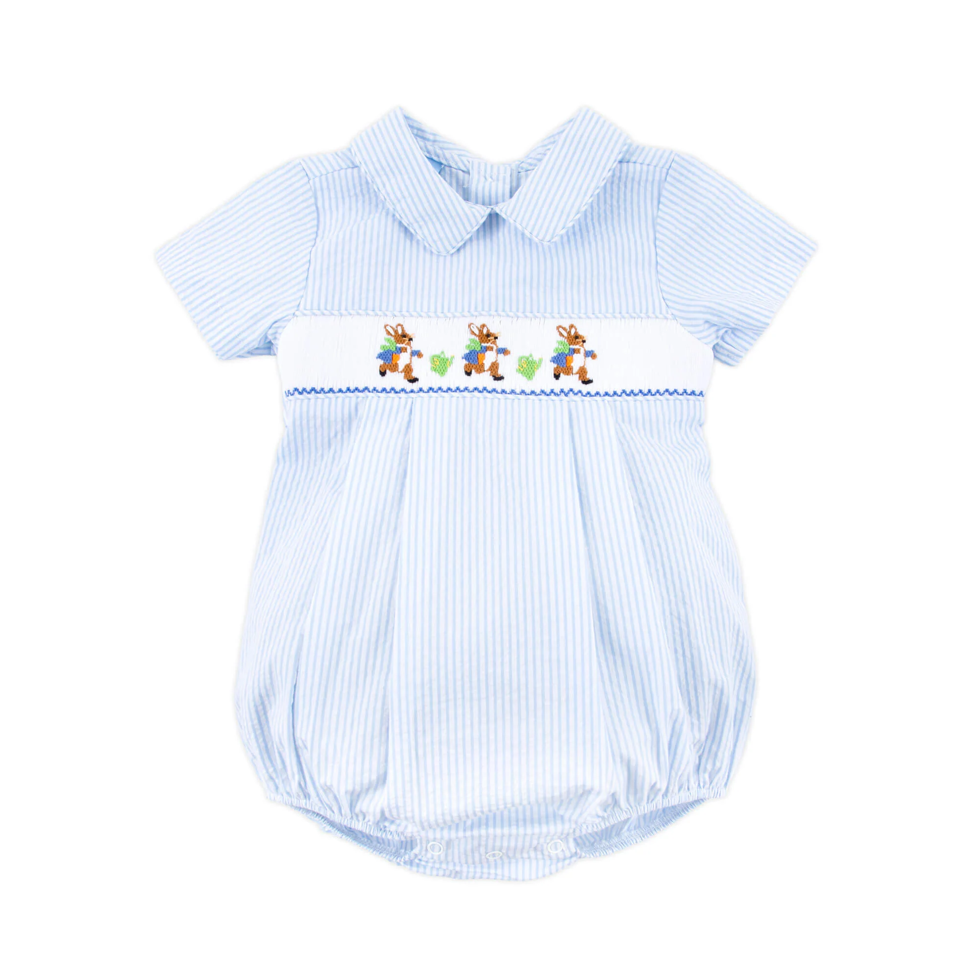 Storybook Rabbit Smocked Collared Bubble