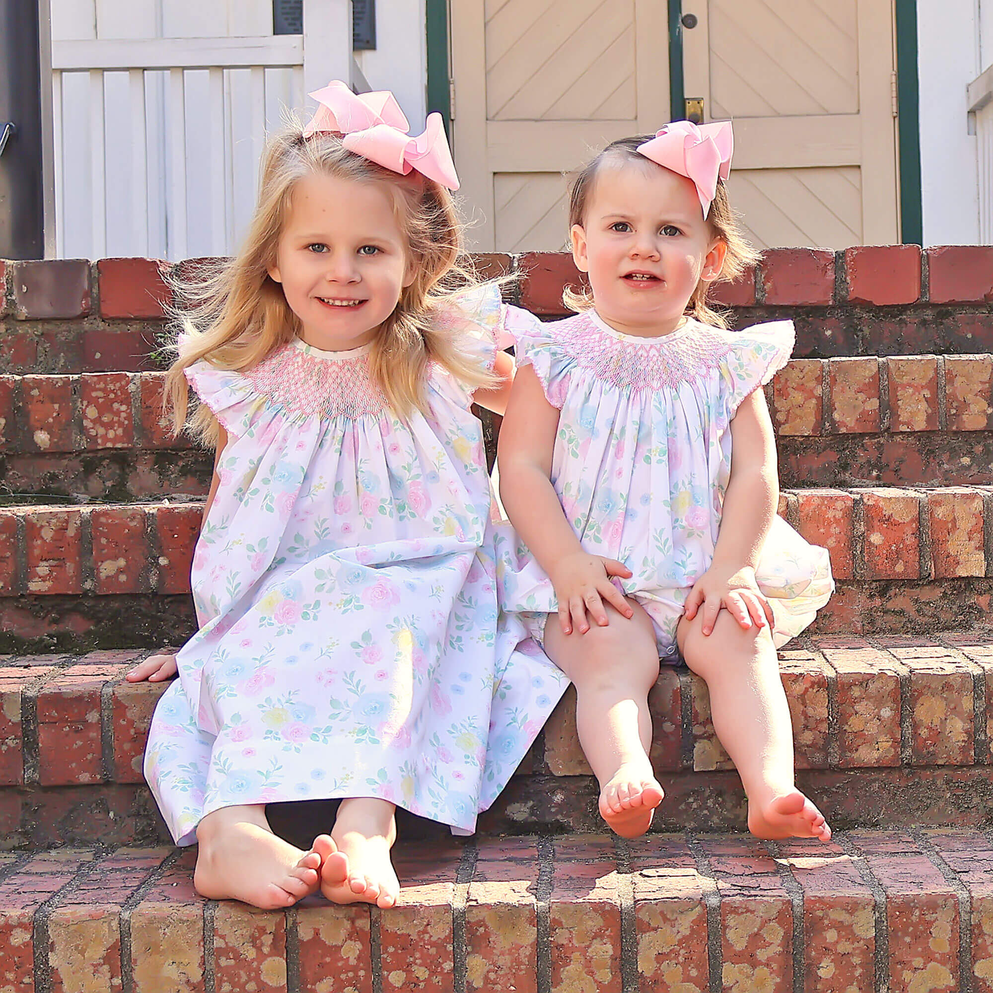 Sunshine Floral Smocked Angel Sleeve Bubble - Image 3