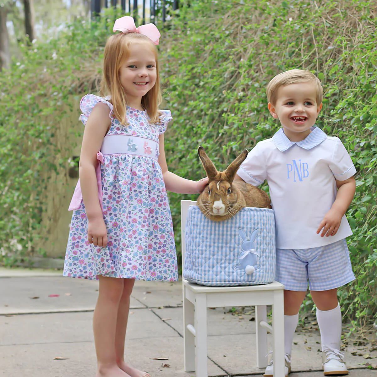 Springtime Floral Bunny Smocked Beverly Dress - Image 5