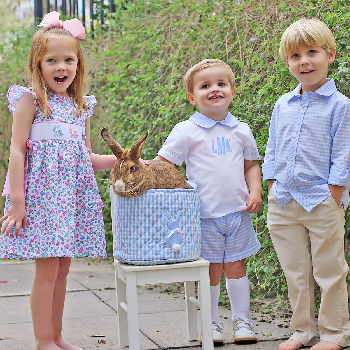 Springtime Floral Bunny Smocked Beverly Dress - Image 6
