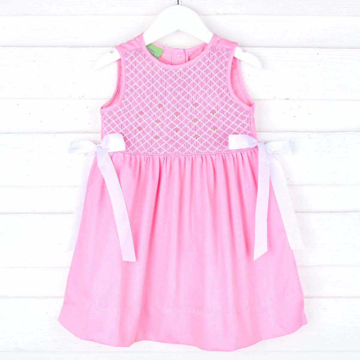 Sweet Flowers Smocked Pink Scarlett Dress