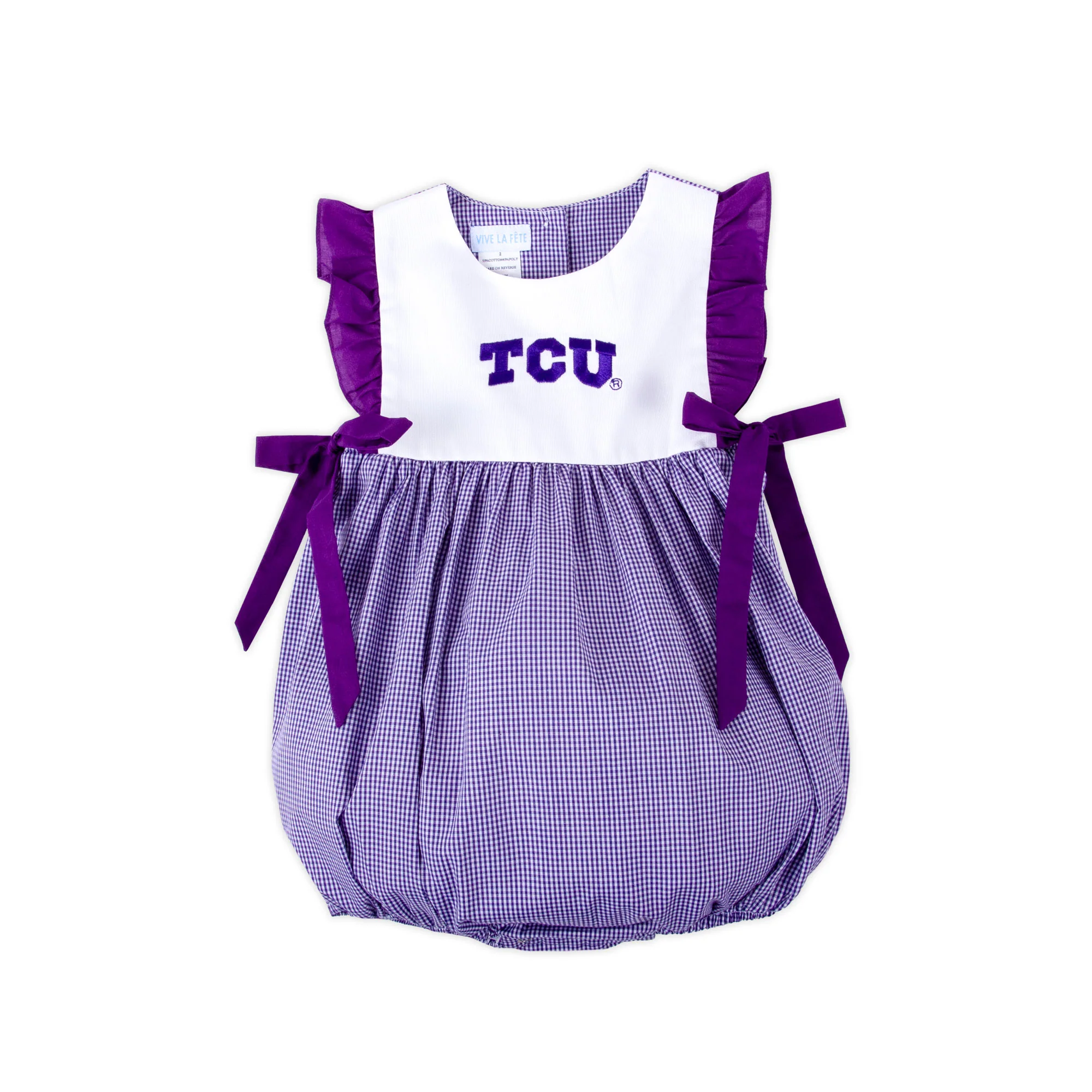 TCU Embroidered Purple Ruffle Bubble - Image 2