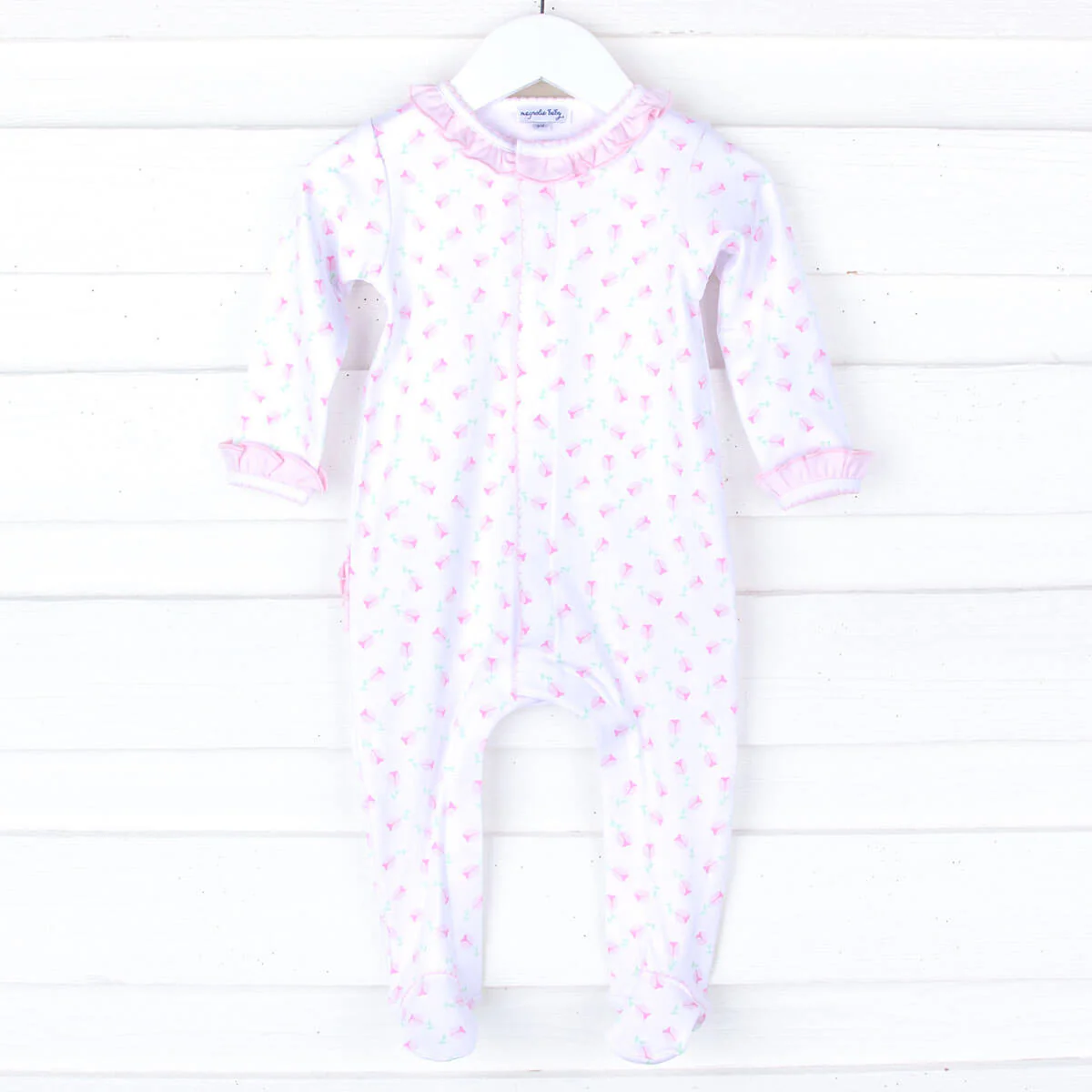 Tessa's Classic Floral Pink Ruffle Footie