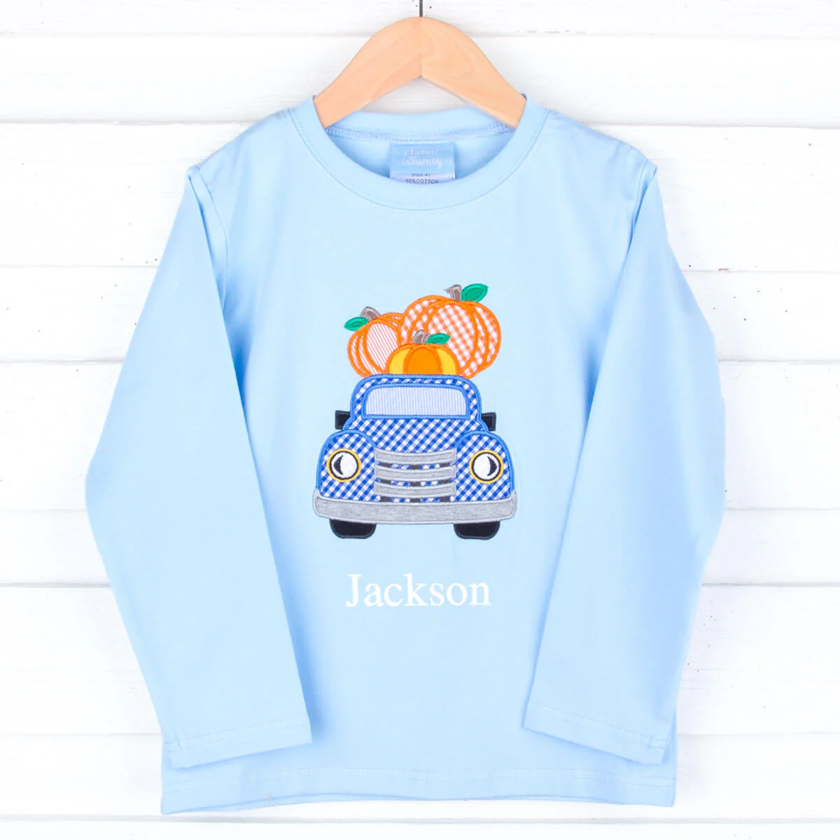 Pumpkin Truck Light Blue Long Sleeve Shirt - Image 2