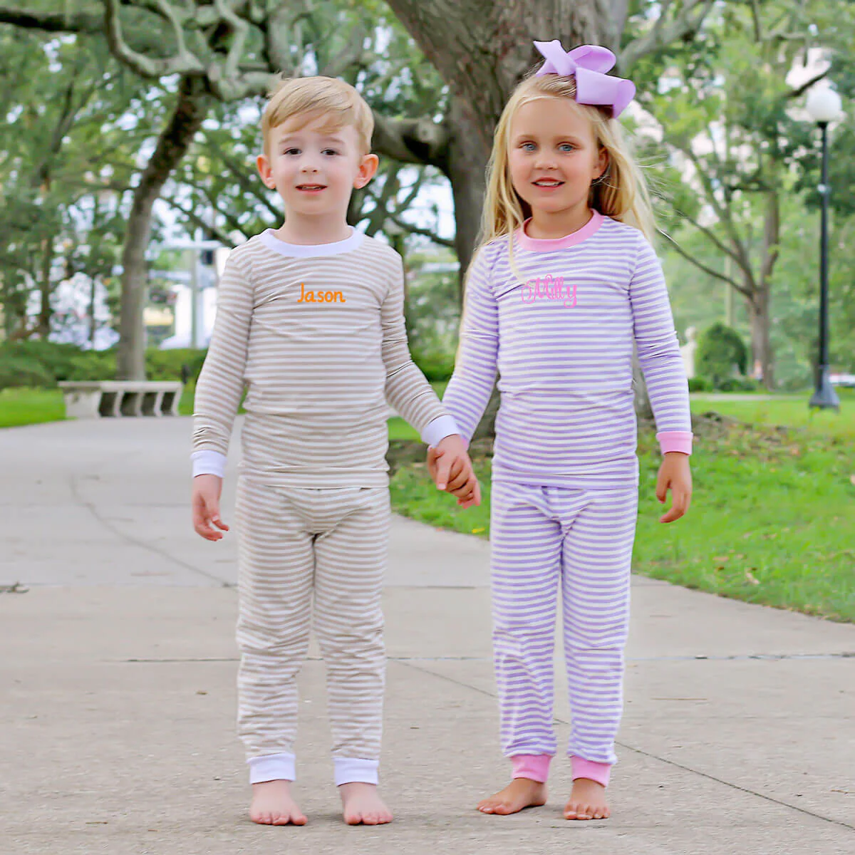 Tan and White Stripe Pajamas - Image 4