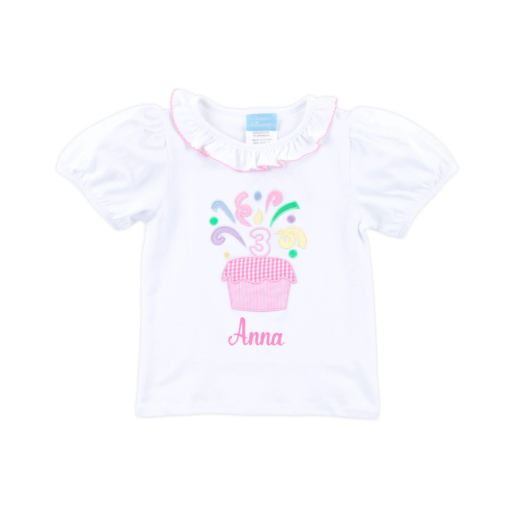 Third Birthday Cupcake Ruffle Top