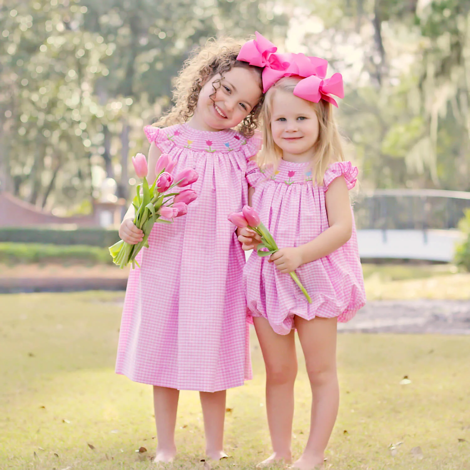 Tulip Season Pink Gingham Smocked Dress - Image 7