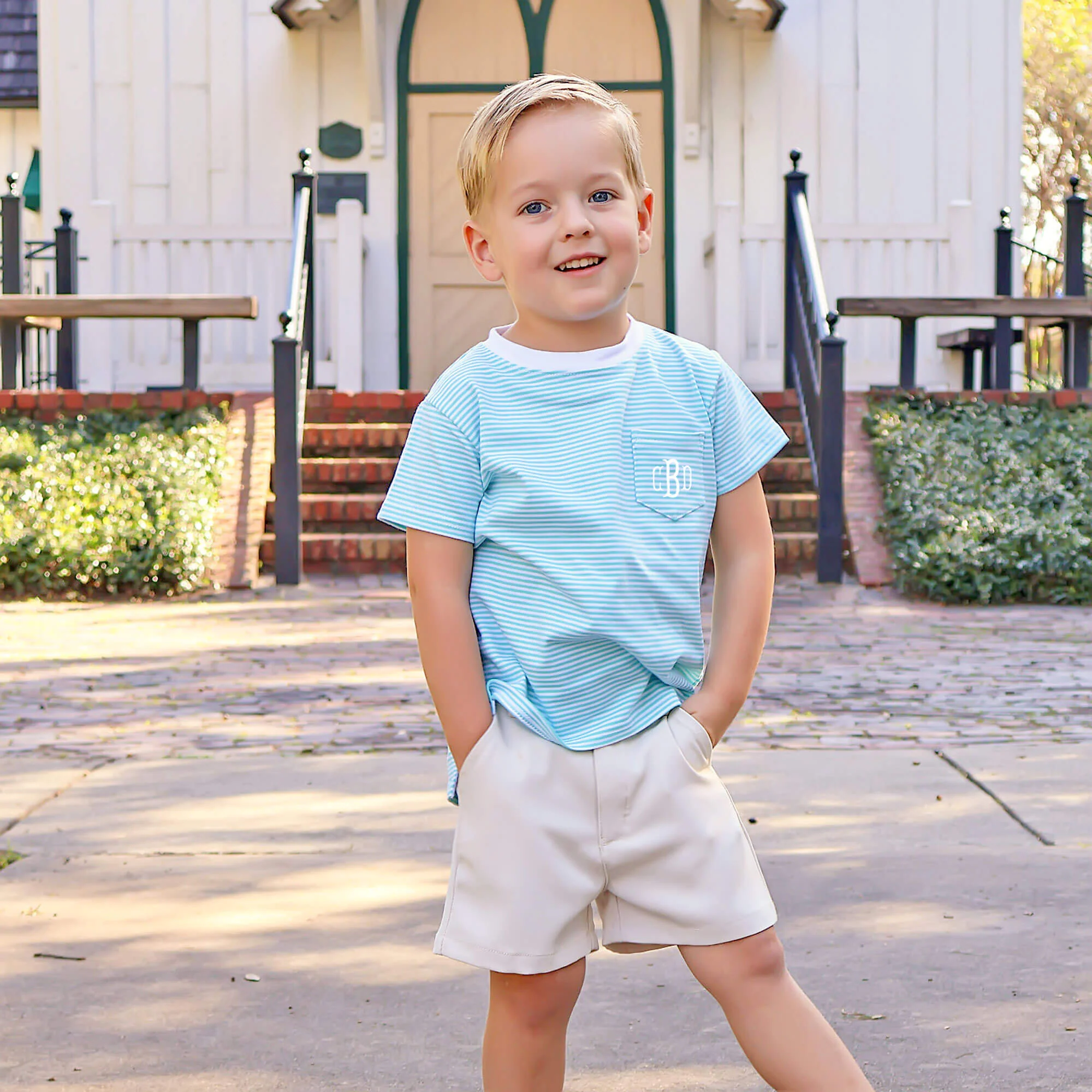 Turquoise Stripe Short Sleeve Pocket Shirt - Image 3