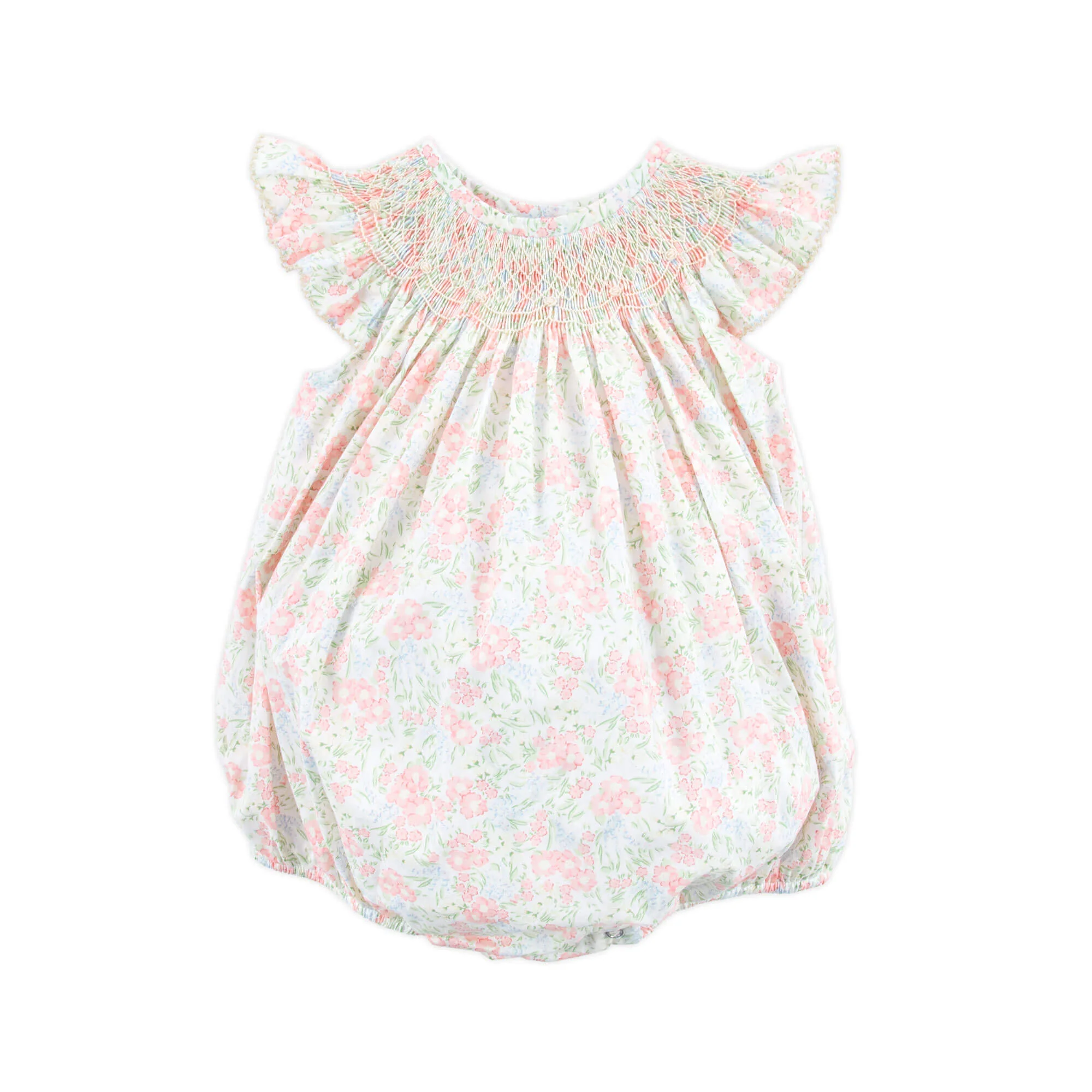 Vintage Garden Pink Smocked Angel Sleeve Bubble