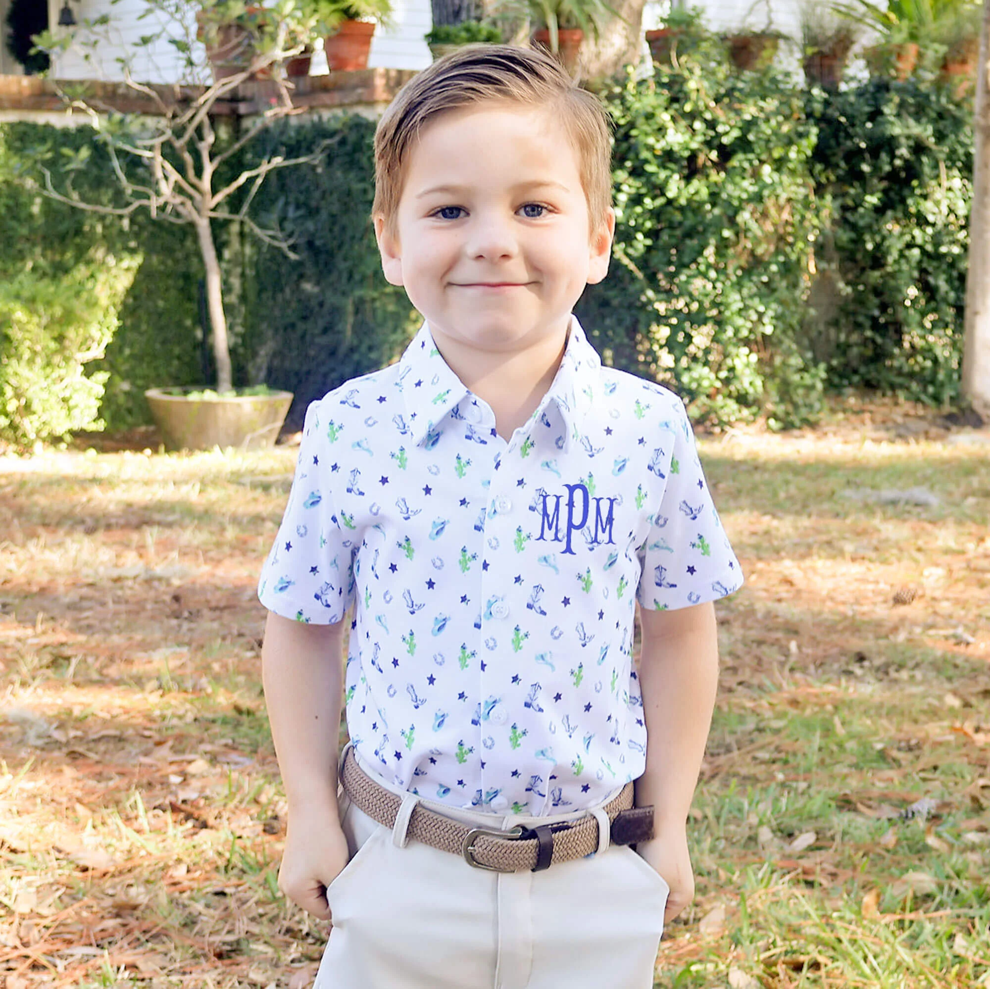 Round Top Blue Knit Button Down Shirt