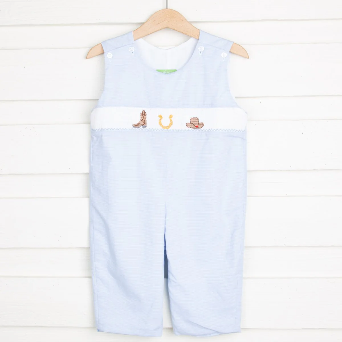 Western Smocked Longall Light Blue Gingham