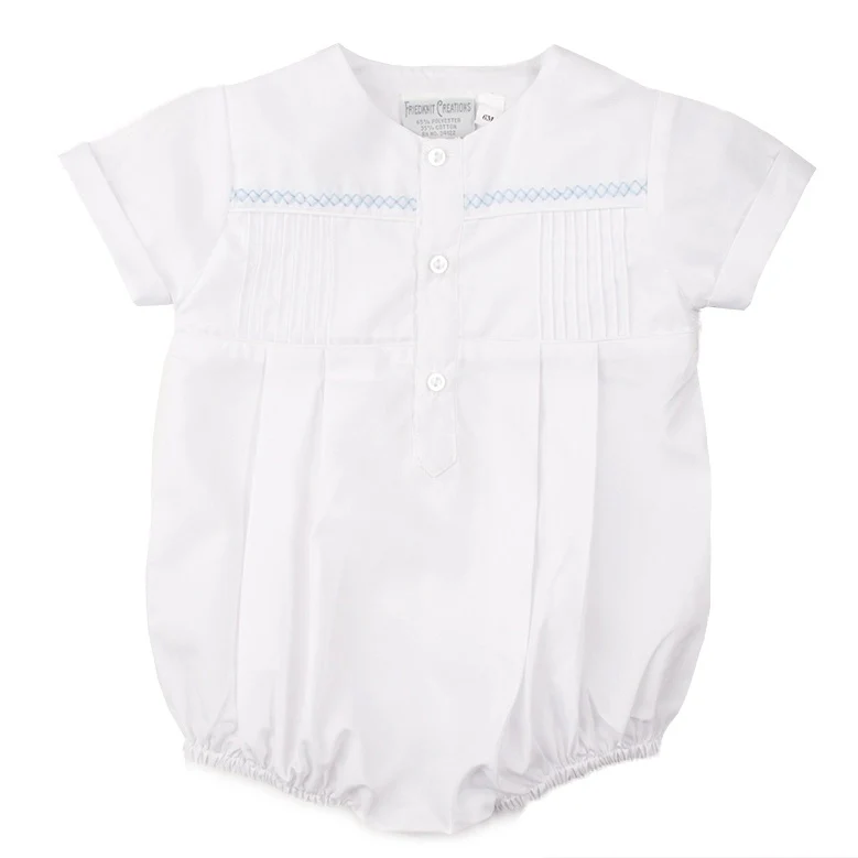 White Pleated and Button Bubble